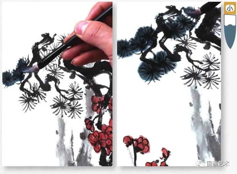 怎样画梅竹松树图片,儿童国画梅花入门画法步骤