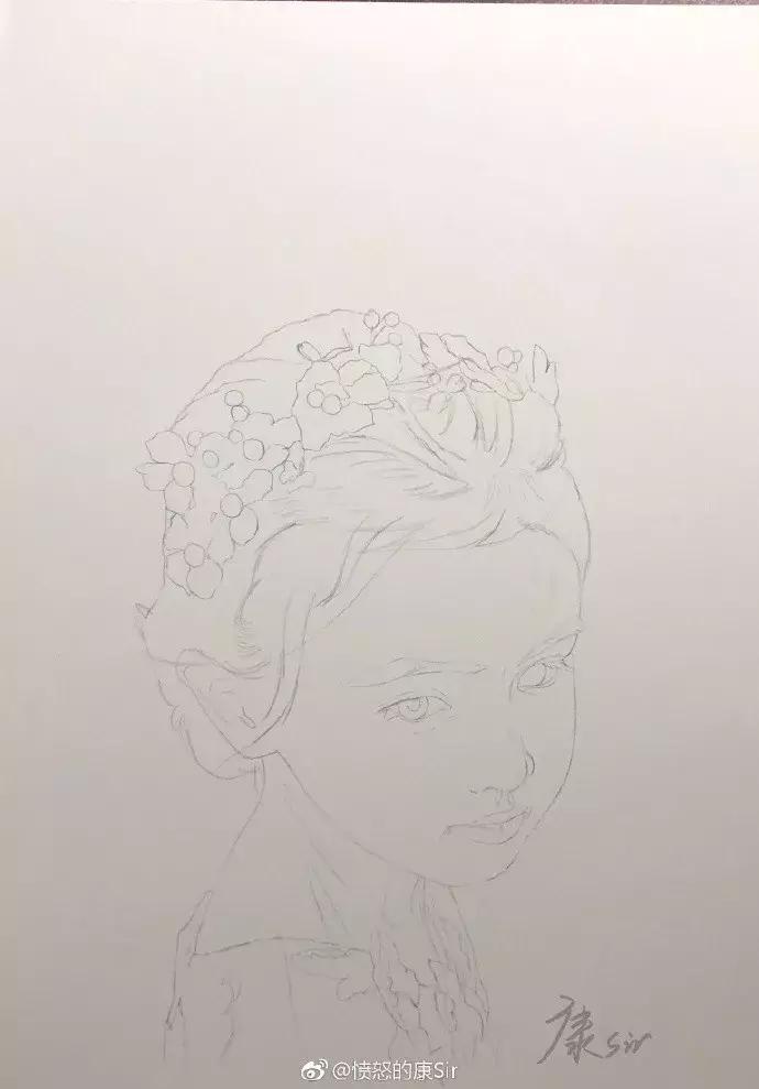 写实彩铅画,超好看素描画迪丽热巴