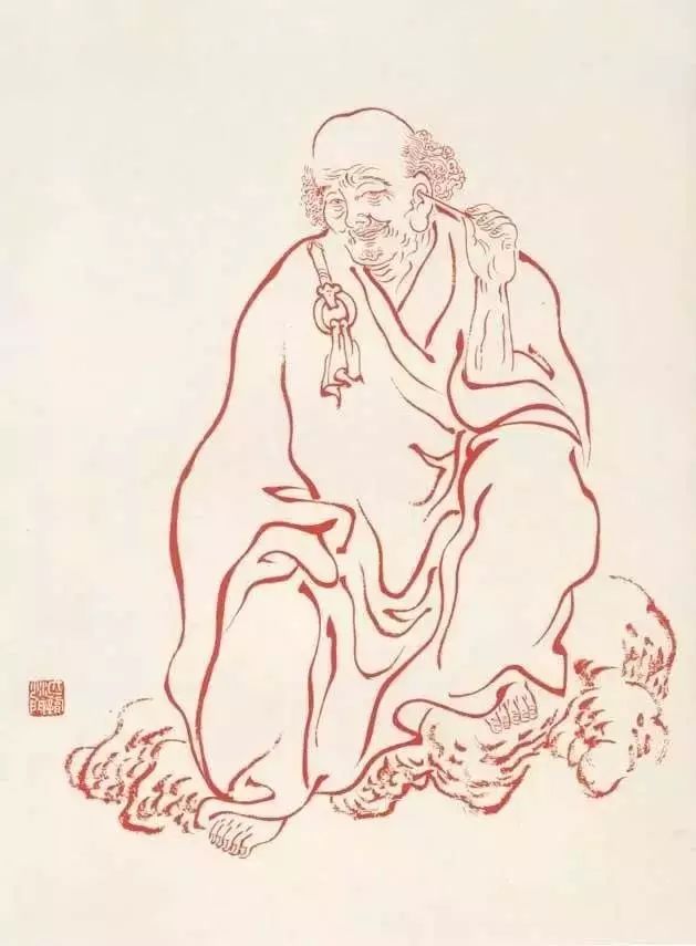 弘一法师的蓝底描金十八罗汉作品,弘一大师100万罗汉图写意