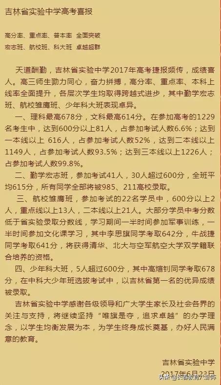 长春热门高中近三年进出口咋样?你决定选哪所了吗?
