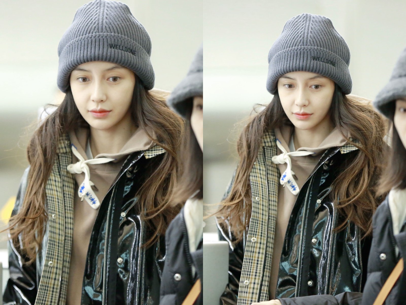 baby参加巴黎时装周粉色衣服,baby机场女卫衣