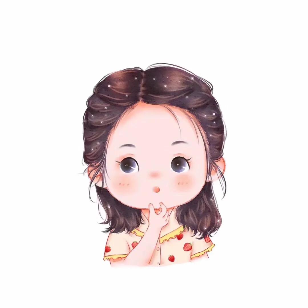 头像女简单干净气质卡通手绘头像,2022年母女好运头像卡通手绘