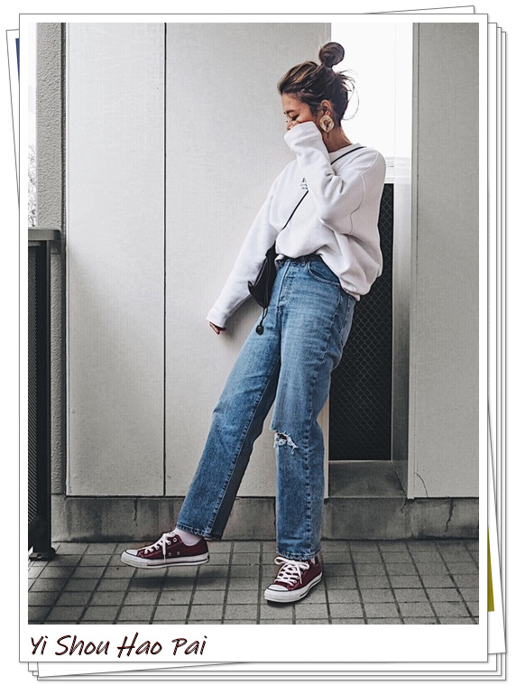 红色匡威鞋怎么搭配好看,红色匡威穿搭经典款