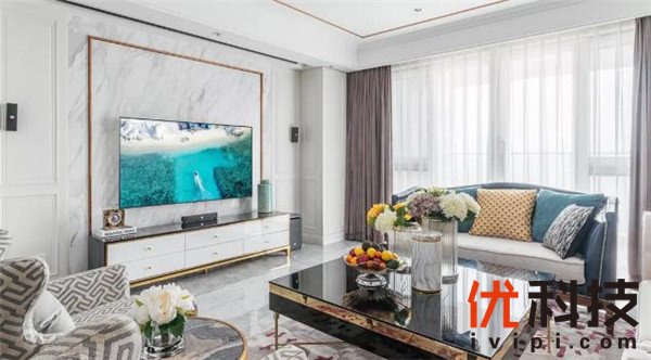 三星壁画电视装修,三星壁画电视夜晚效果