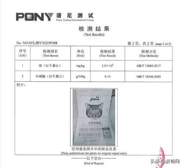 他说“怡亲全价猫粮牛磺酸不达标”？让数据和科学结论来说话