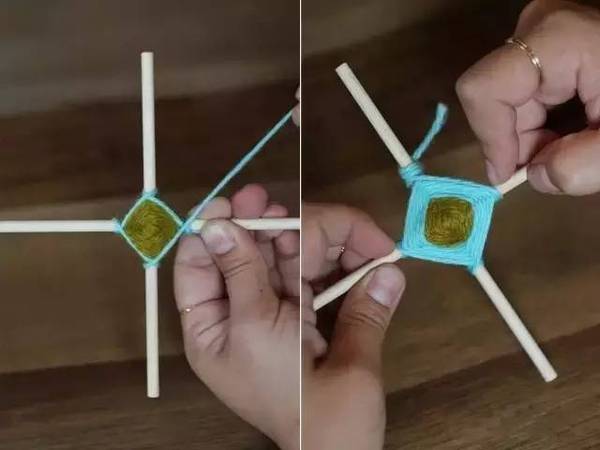 粗毛线绕花朵教程,毛线筷子绕花朵教程