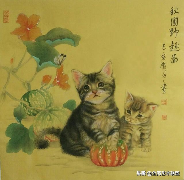 栩栩如生的小猫眯,原来是才女画家贺芳芳的作品