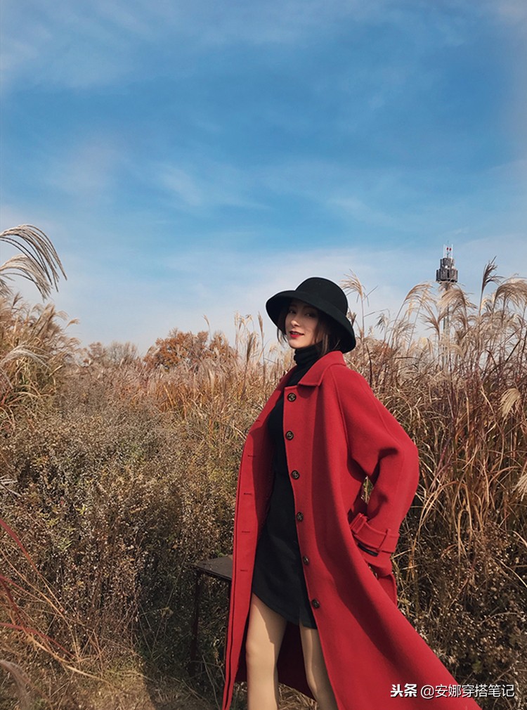 本命年红色大衣小个子女穿搭,本命年红色衣服高级穿搭