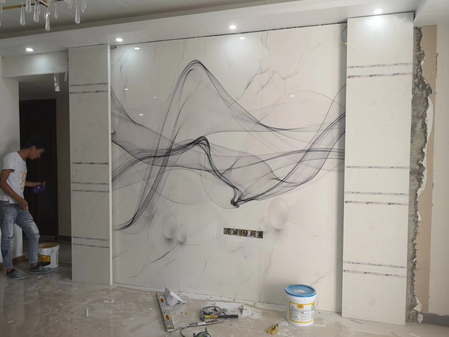 石材背景墙瓷砖颜色搭配效果图,极简大理石瓷砖背景墙效果图