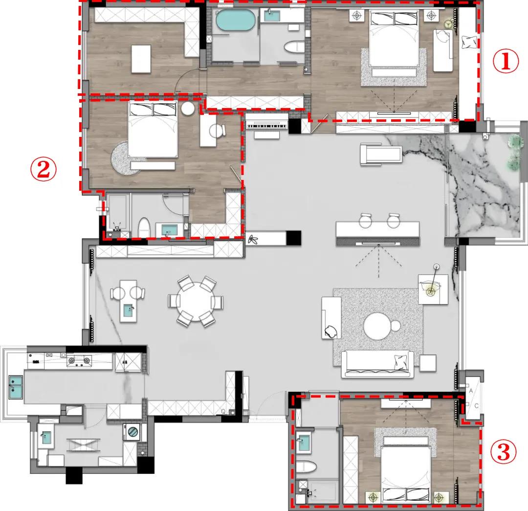 卧室套房和大横厅哪个更合适,套房好还是独立卫生间好