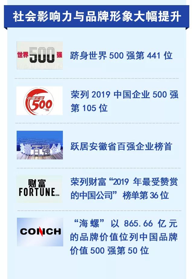 安徽芜湖海螺集团,海螺集团2019年营业额