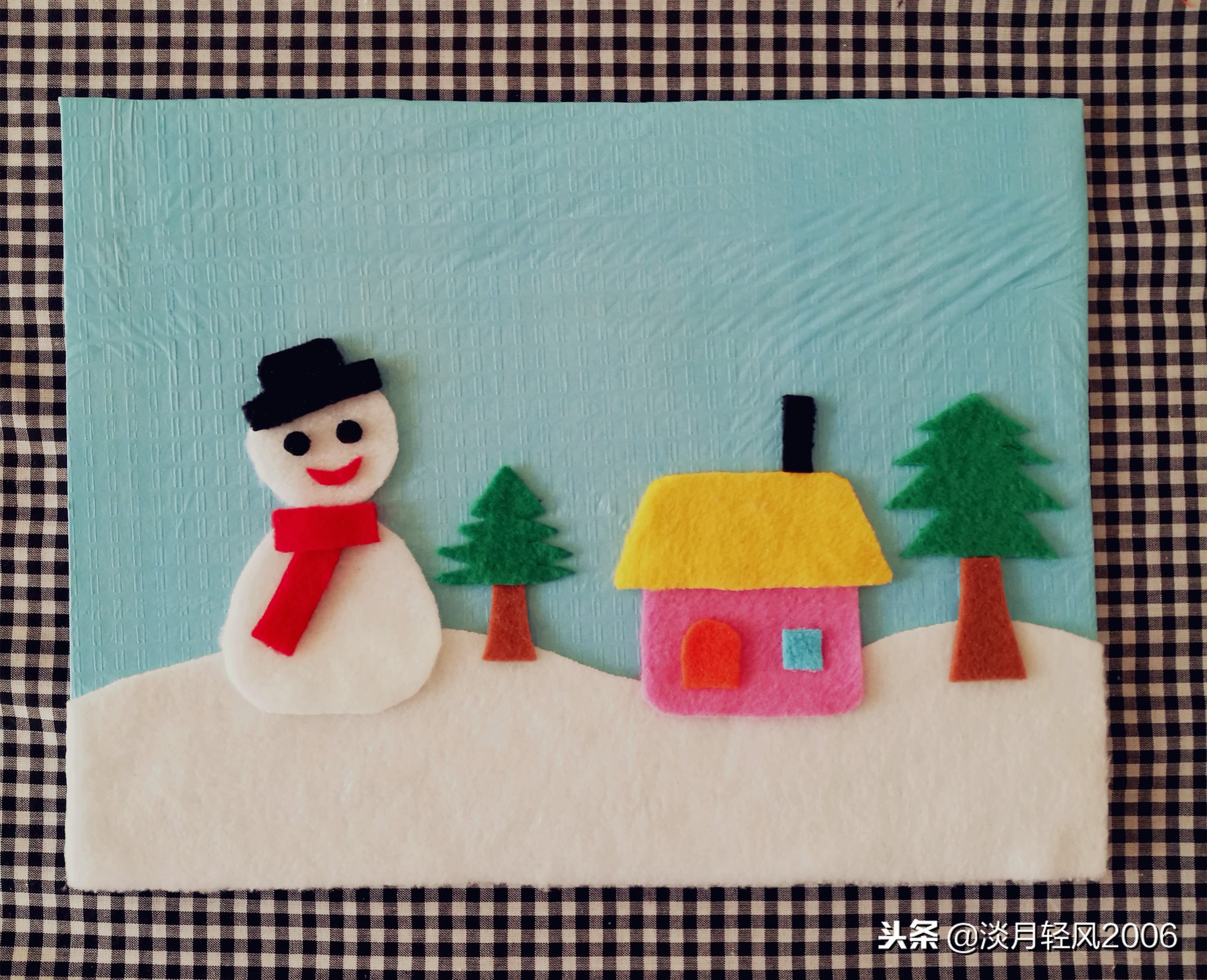 冬日布贴画制作,关于冬天的手工贴画