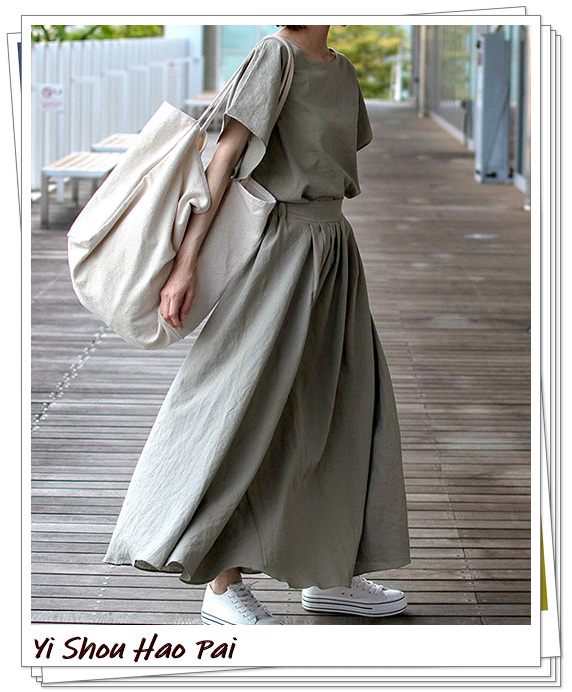 亚麻垂感半身裙,洋气半身裙白色亚麻材质