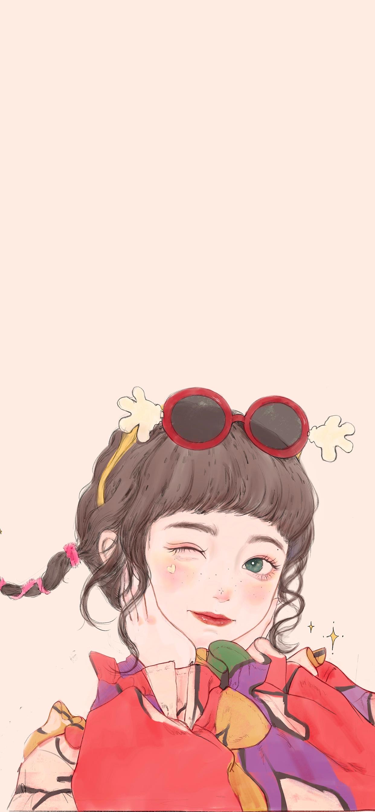 好看的女生壁纸插画图,插画小清新女生壁纸