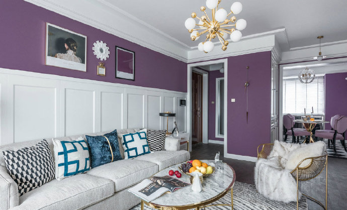 95平米美式简约风格装修设计,95平现代美式装修