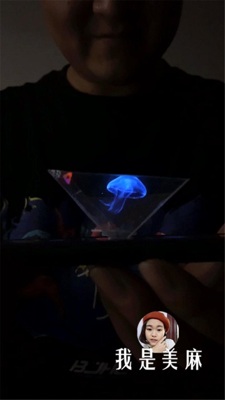 爸爸用塑料片做了个3d投影仪,自制3d投影仪看电影