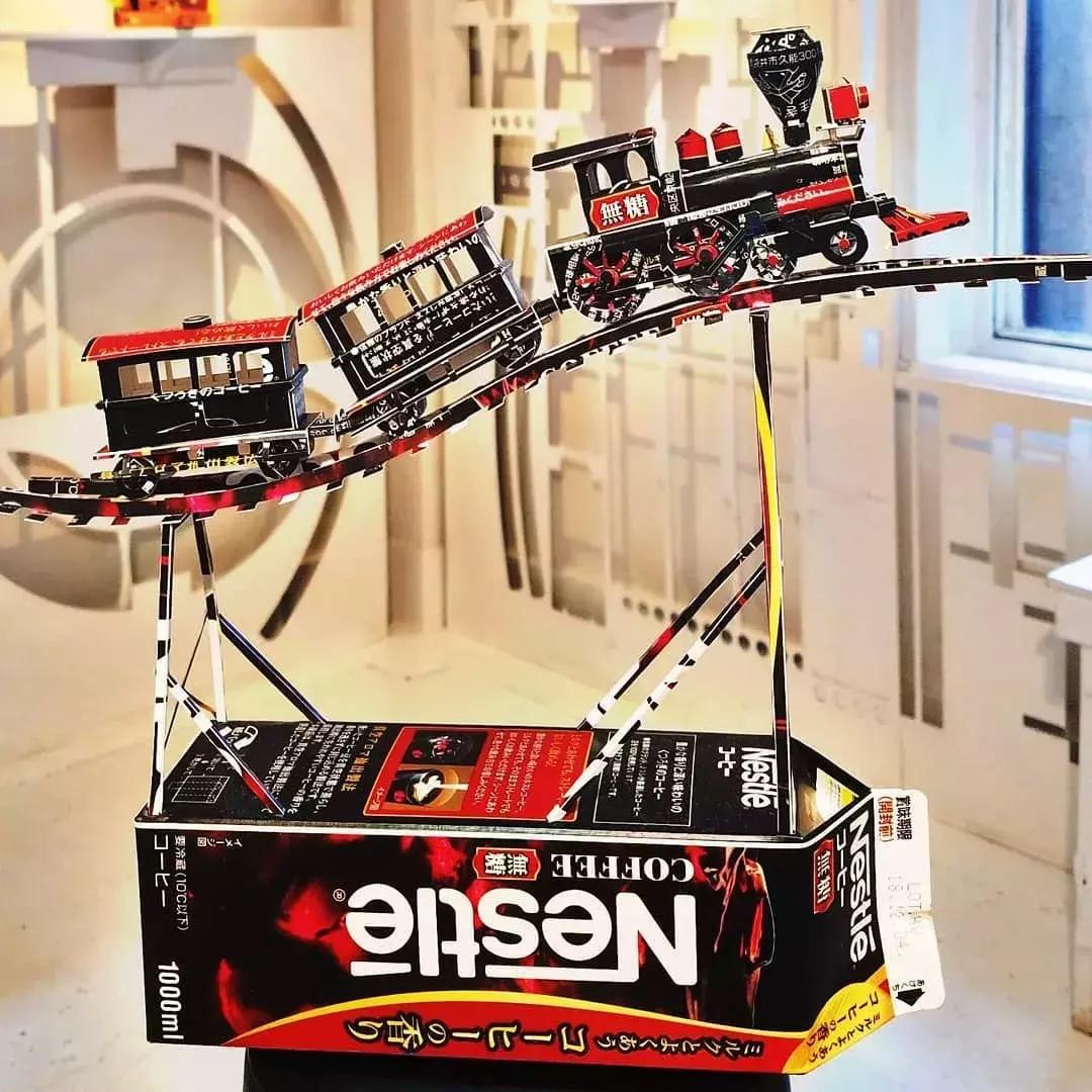 泡面武士，咖啡火车！日本空箱职人将废纸盒玩儿出了新花样