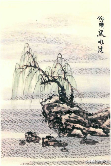 远山近水山水画,山水画的水怎么画