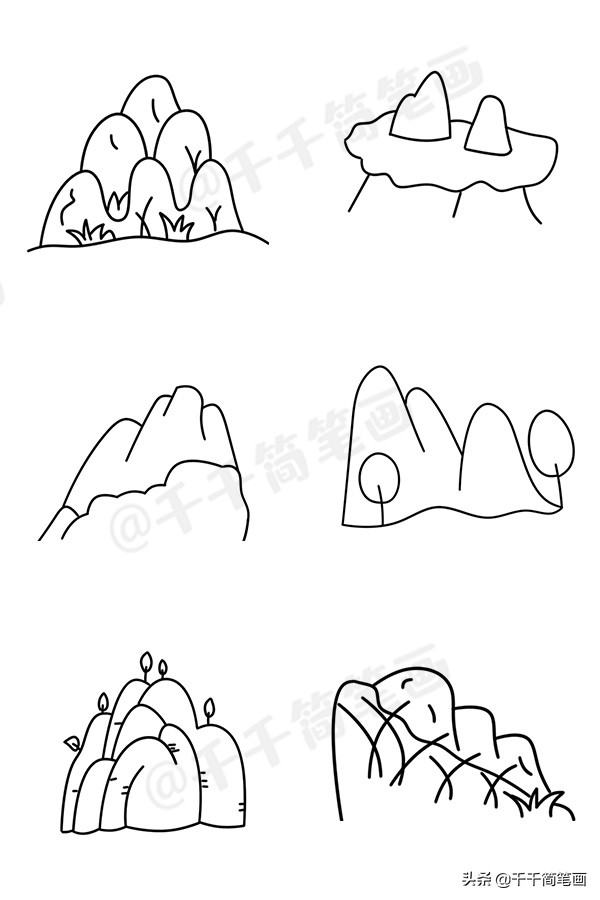山峰怎么画简单又漂亮简笔画,儿童风景简笔画步骤图解