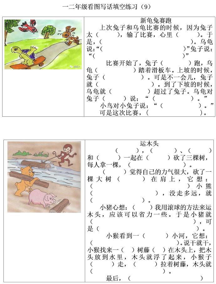 一二年级看图写话填空练习，提高孩子的书面表达能力，快收藏吧