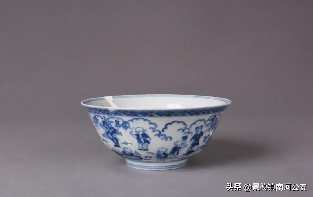 御窑厂出土永乐宣德青花瓷器,明代青花婴戏纹