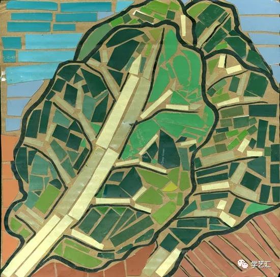 瓷砖拼贴马赛克效果图片大全,卡纸马赛克拼贴梵高向日葵画教程