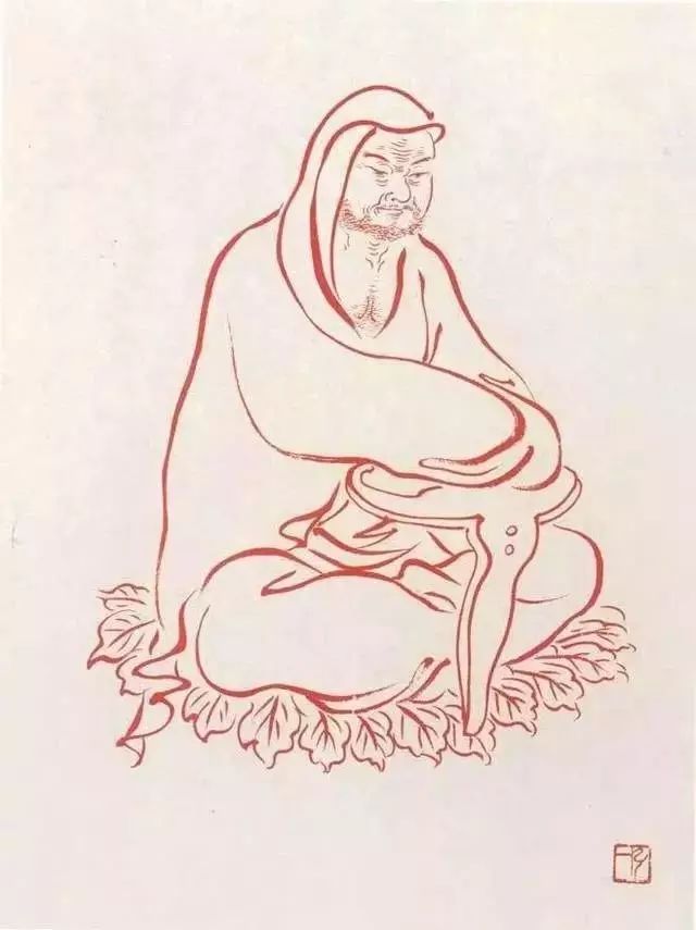 弘一法师的蓝底描金十八罗汉作品,弘一大师100万罗汉图写意