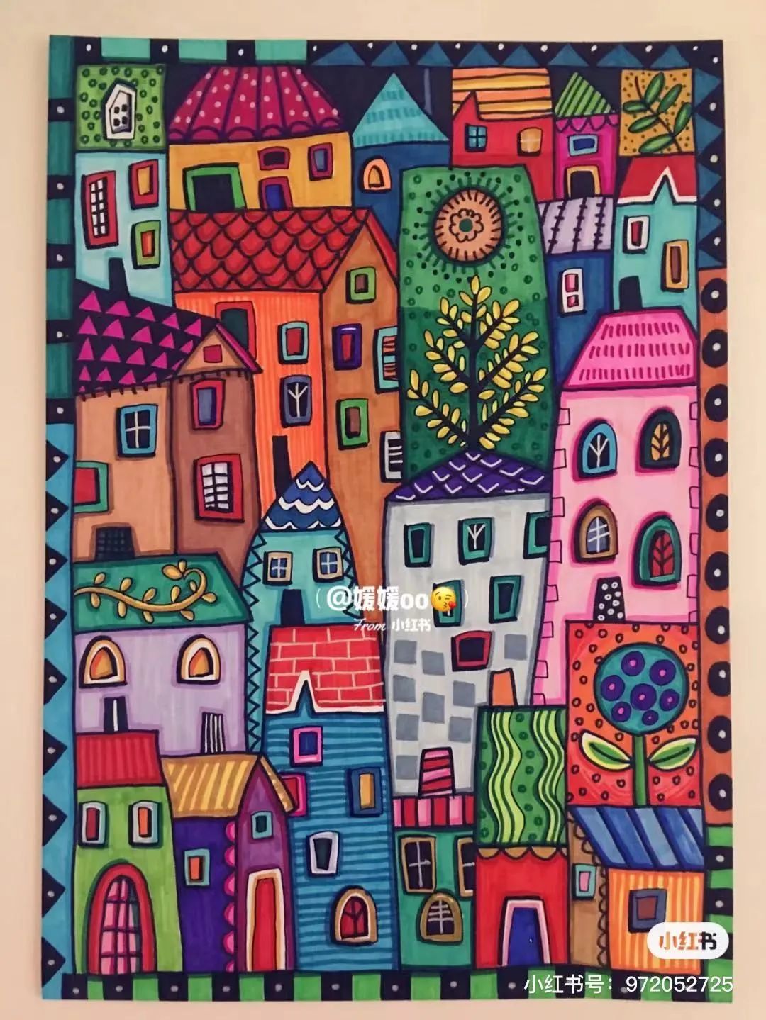 色彩缤纷的马克笔装饰画,60色的马克笔画简单的动漫画