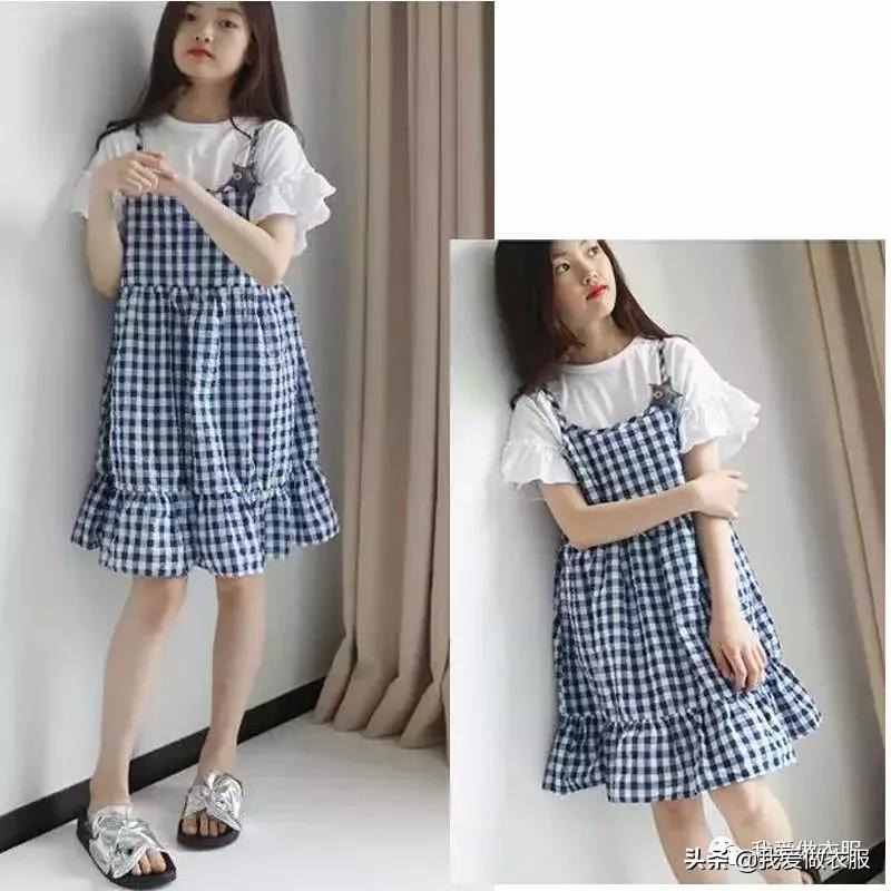 今年最火的连衣大摆裙裁剪图,吊带裙清新设计感