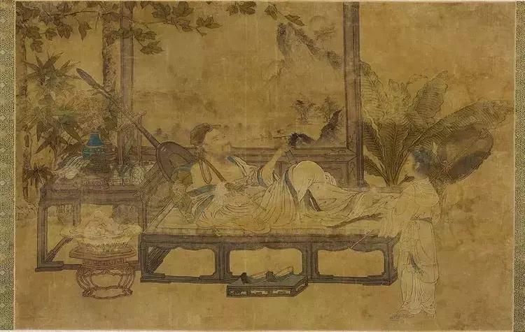 古代躺椅古画,古画之圆鼓凳