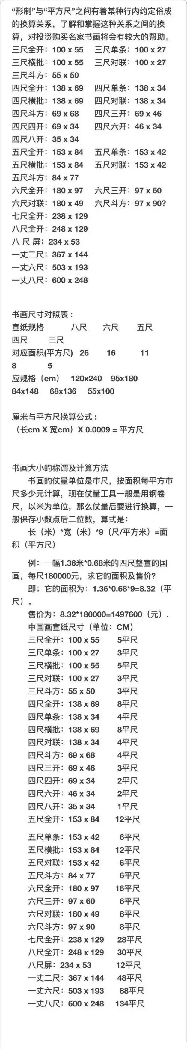 书写书法作品的尺寸规格有哪些,书法作品的尺寸和大小