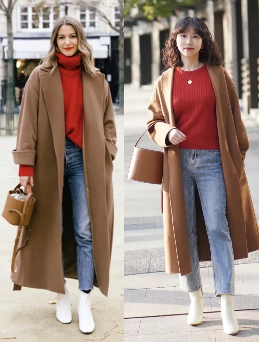 驼色浴袍大衣怎么搭配更高级,大衣棉服驼色穿搭女秋冬