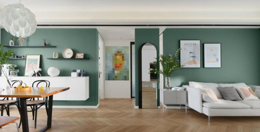 为热爱烘焙的女主人，打造对称大厨房，用清新绿色装点空间