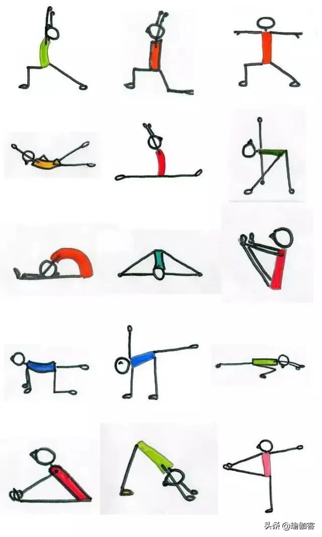 瑜伽排课体式小人图简易版,瑜伽体式动作小人图