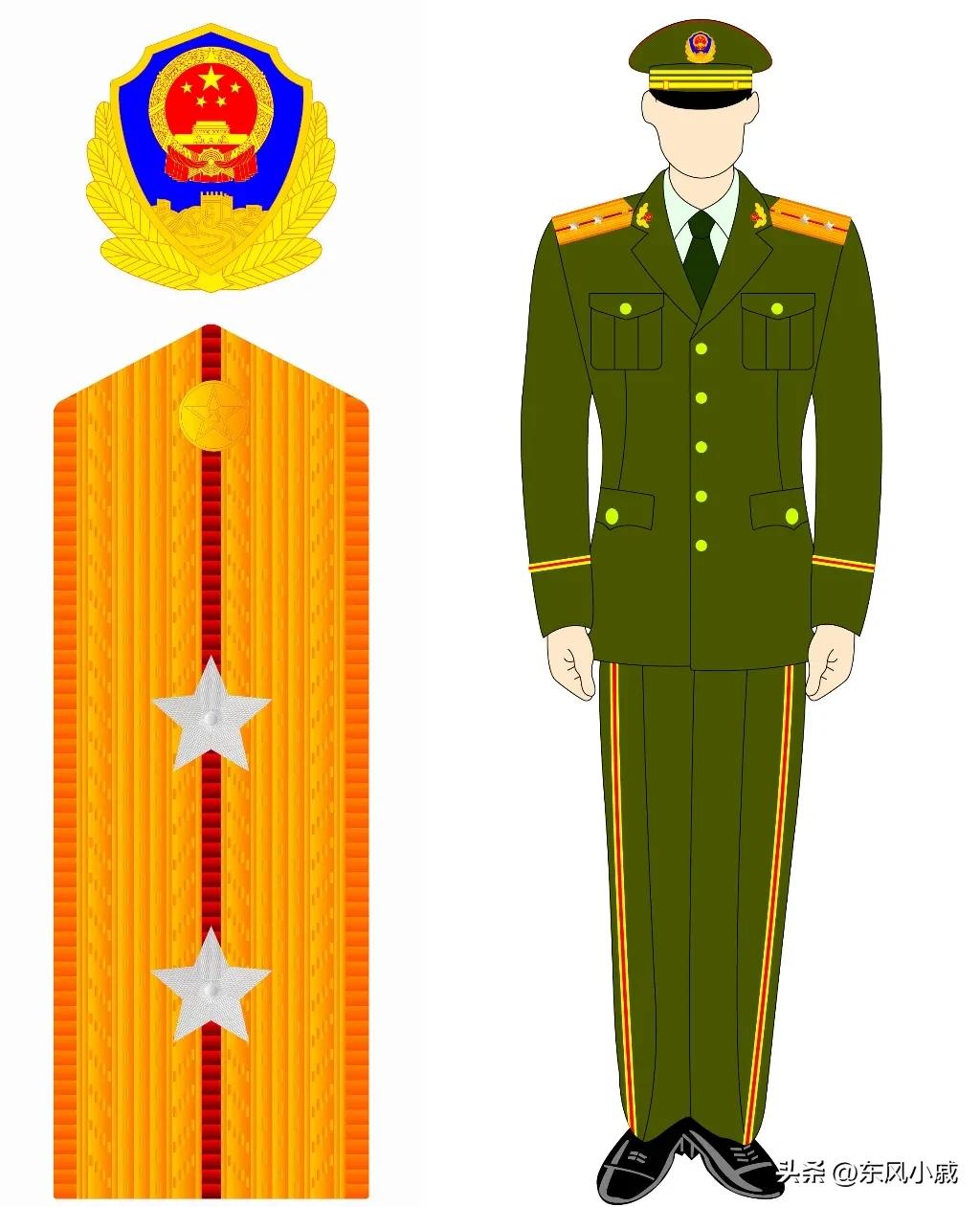陆军肩章军衔图解99式,99式军装军衔全套照片
