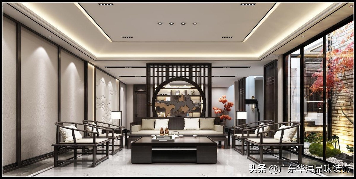 新中式客厅黑檀木设计,新中式紫金檀木装修