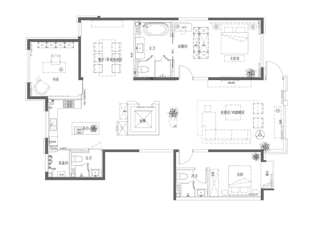150㎡现代奢意公寓|清石设计