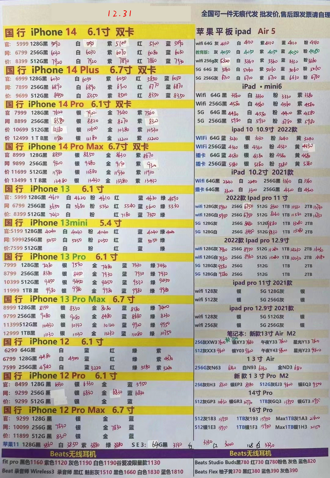 华强北2022年3月报价单,2021年10月27日华强北手机报价