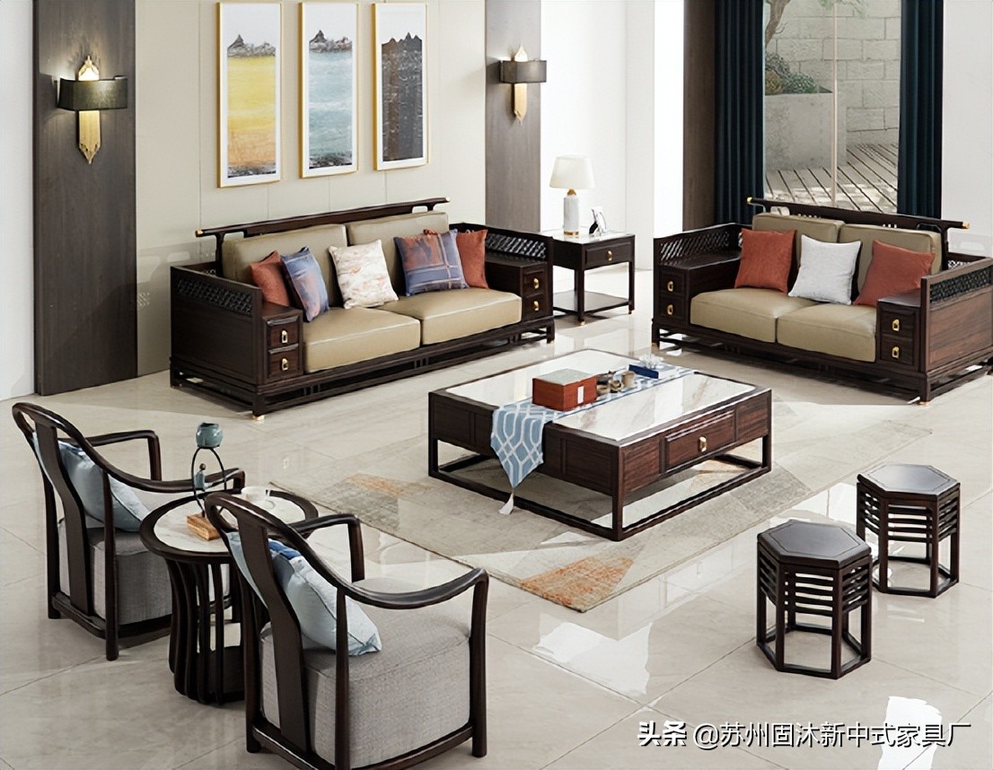 145平中式风格装修红木家具,145新中式三室二厅装修多少钱