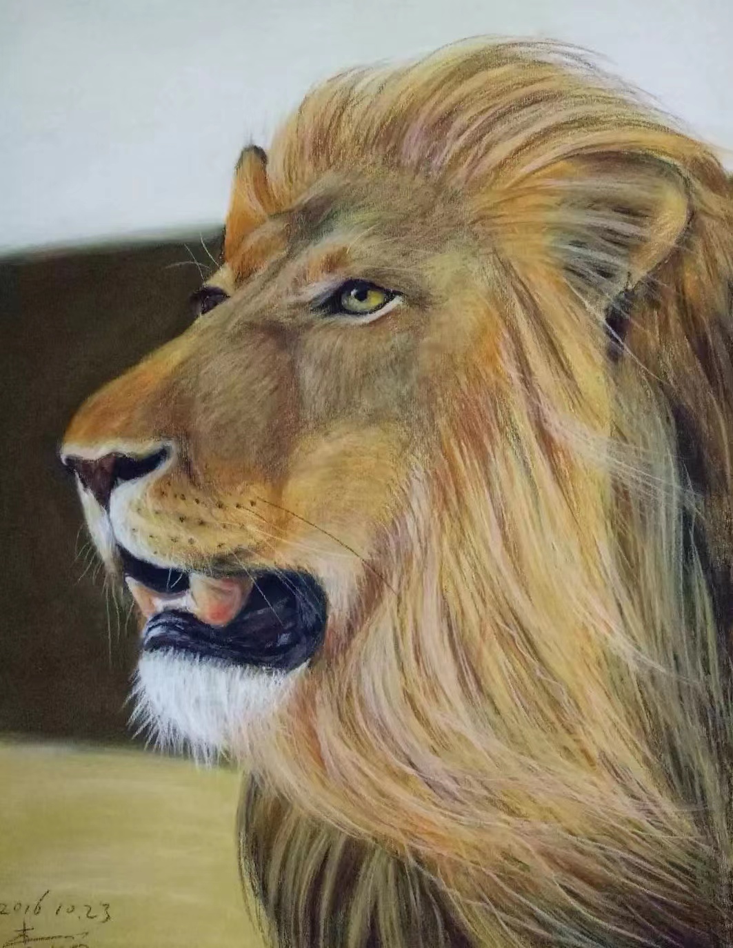 《草原王者》——李娟粉画、彩铅画作品作者：铁二代李娟