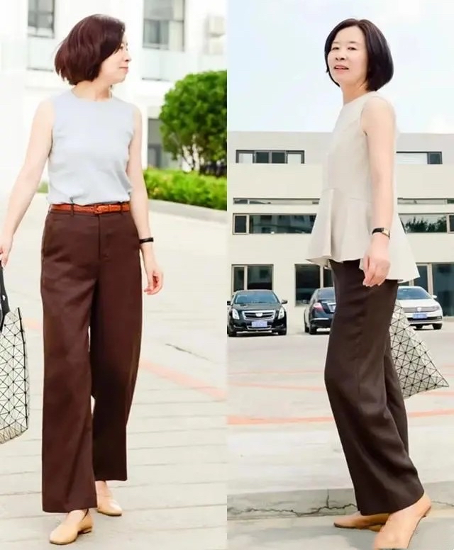 45岁女人穿直筒裤还是穿阔腿裤,中年女人穿阔腿裤直筒裤最合适