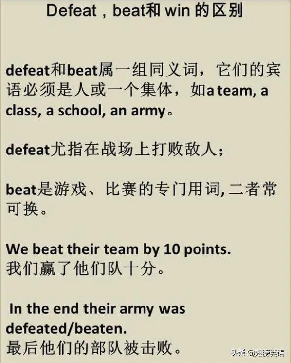 defeat和beat有什么区别,defeat与beat的用法