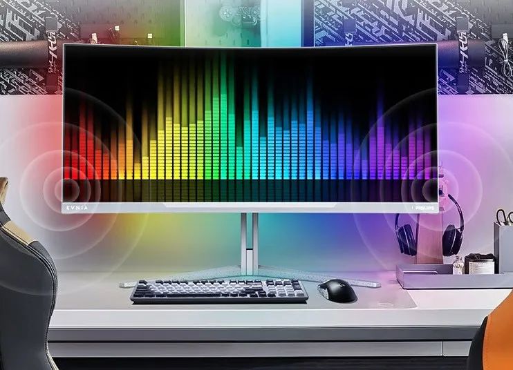 飞利浦超大曲面竞技游戏显示器,飞利浦34寸m2miniled电竞显示屏