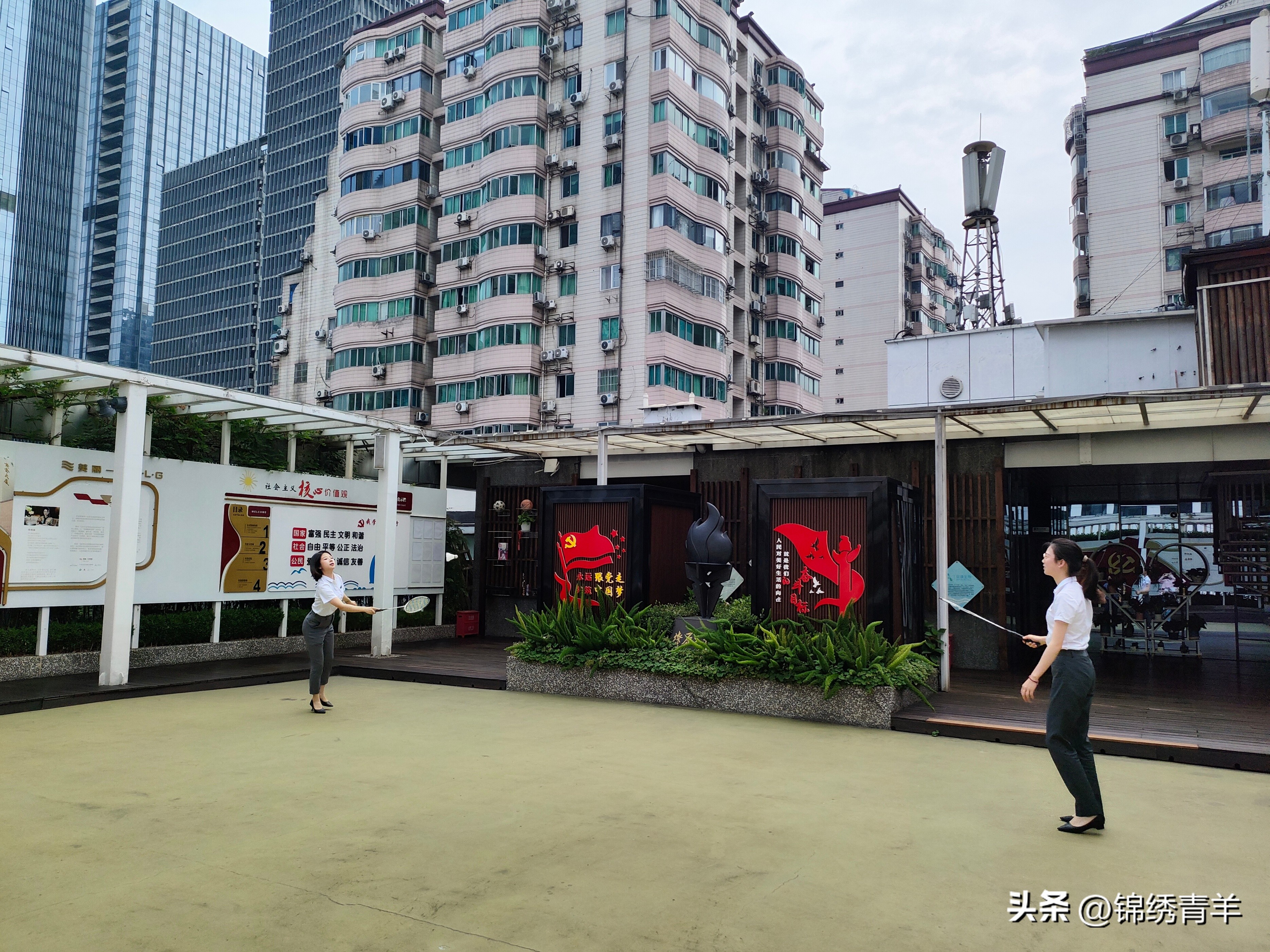 社企共种楼顶花园上班累了可以打场球