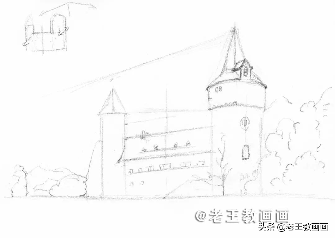 彩铅画风景好看,彩铅画一个城堡