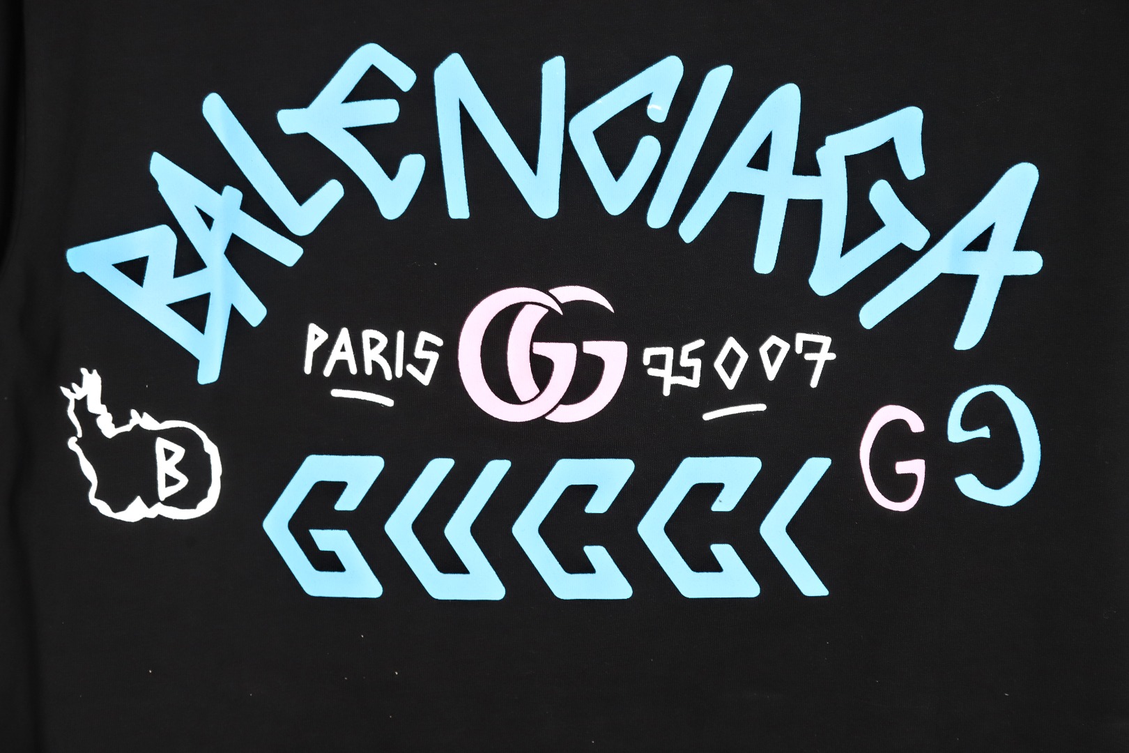 古驰巴黎世家联名短袖涂鸦,巴黎世家古驰联名t恤