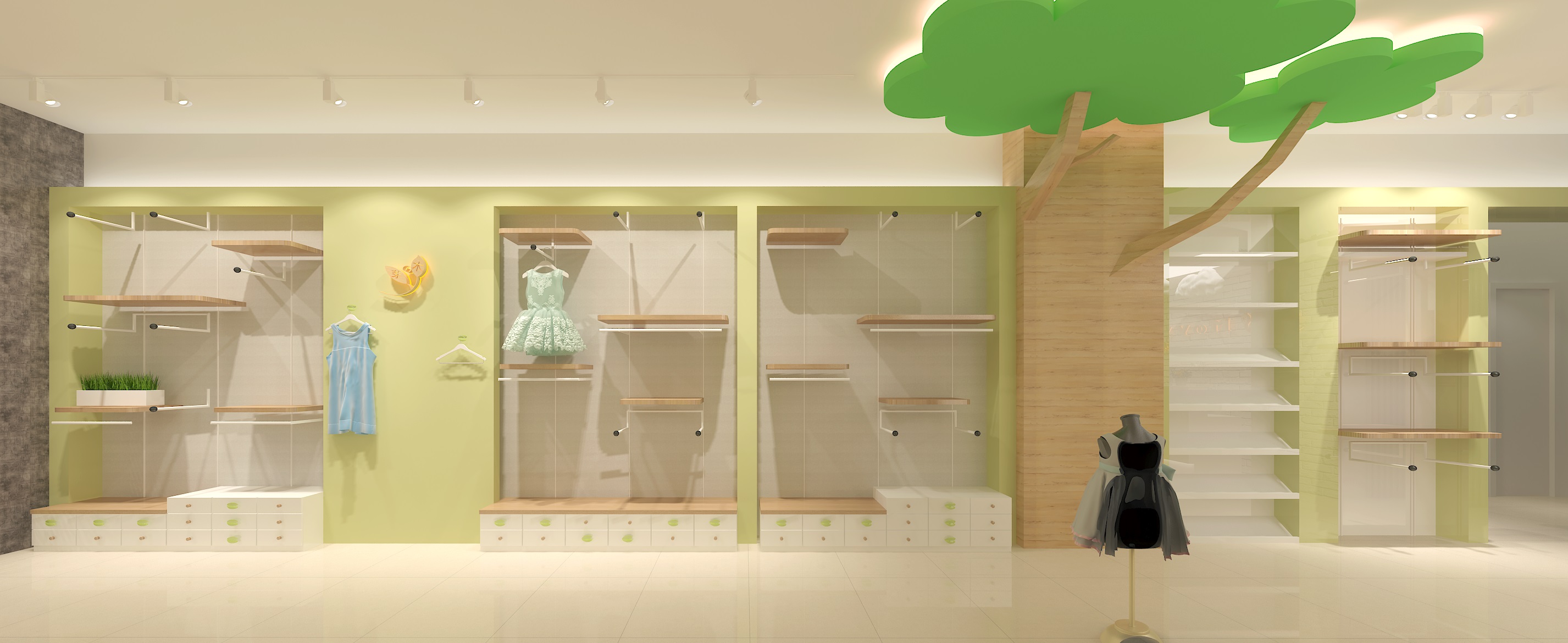 银川童装店设计装修公司推荐|银川木之芽衣童装店设计装修方案