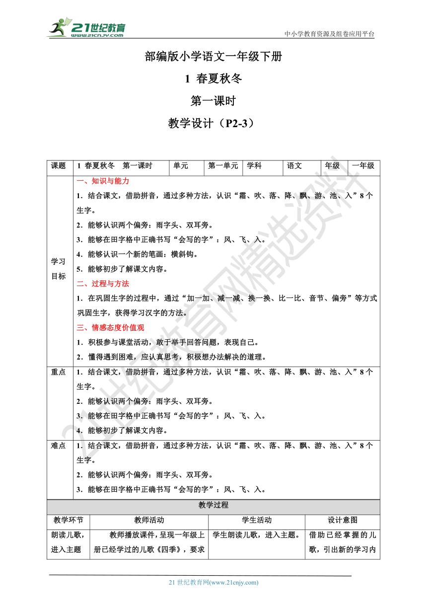 一年级下册语文教案教学反思全册,部编版一年级语文下册教案完整版