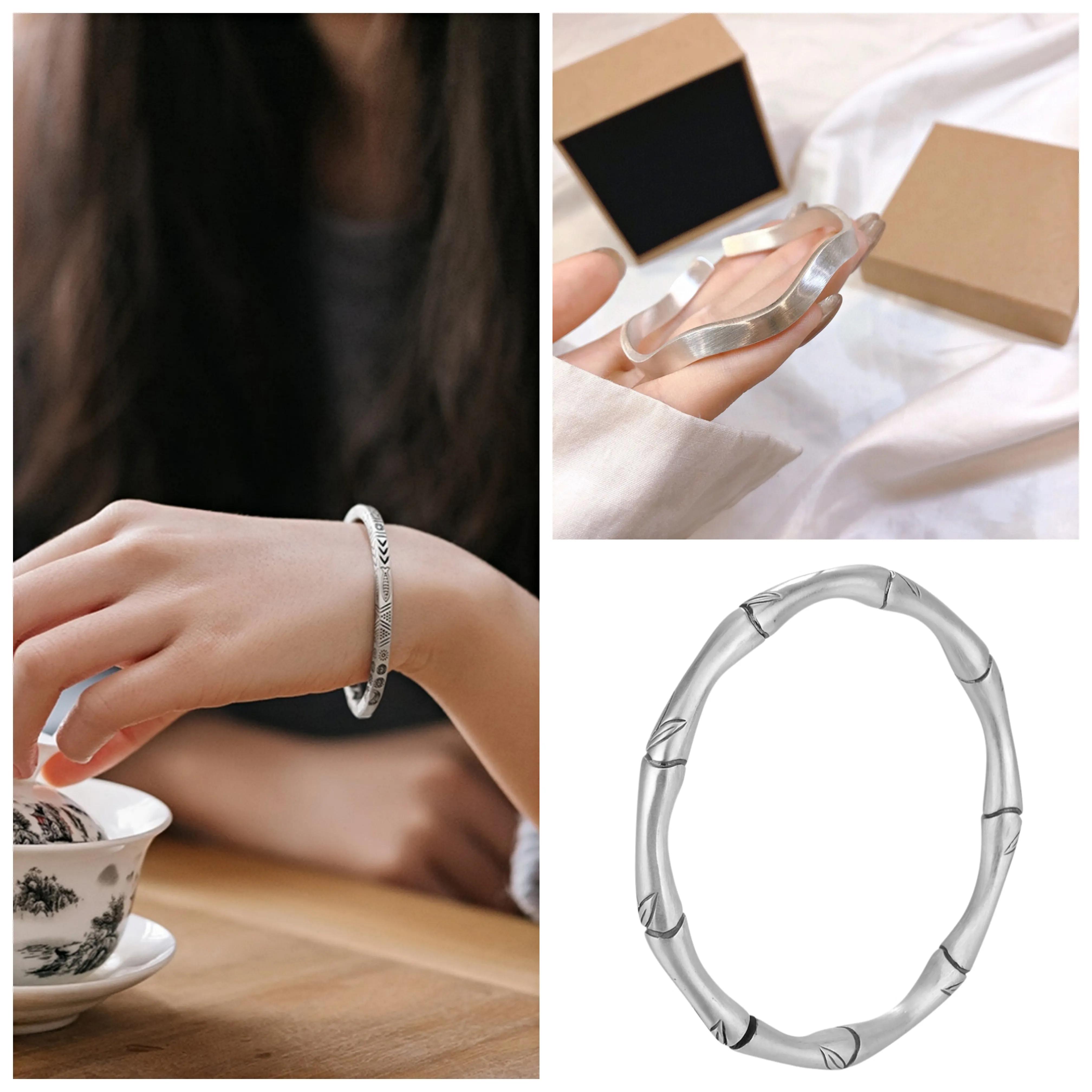 足银手镯哪种的款式最好看,足银999.9今年最流行的银手镯