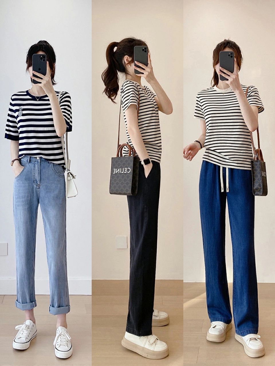 t恤配牛仔裤休闲简约,穿t恤搭配牛仔裤很时尚